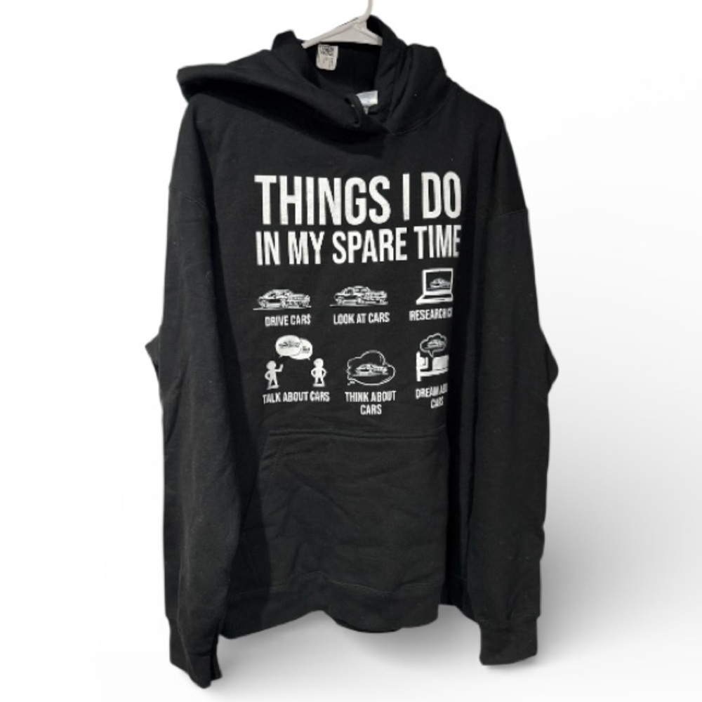 Gear head car guy sweatshirt 2xl NEW Black Hoodie with Car Graphic